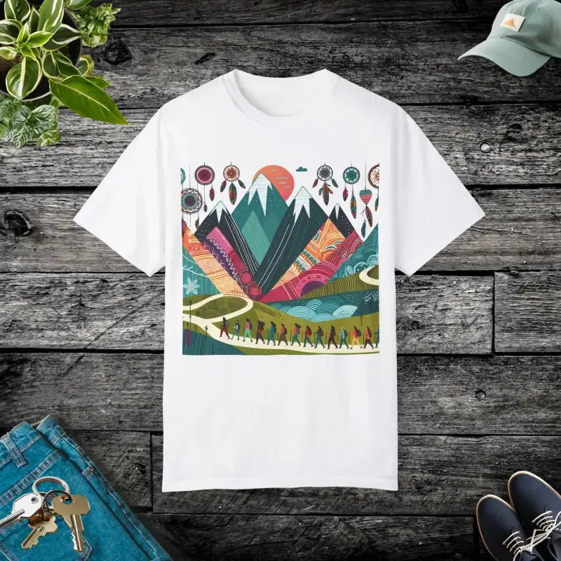 Boho Mountain Trekking Unisex Garment Dyed Tee