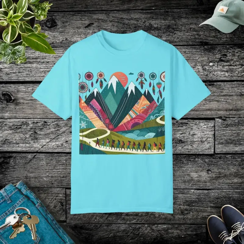 Boho Mountain Trekking Unisex Garment Dyed Tee