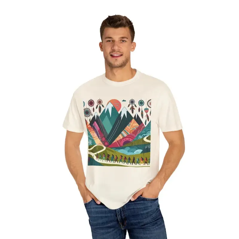 Boho Mountain Trekking Unisex Garment Dyed Tee