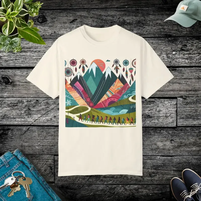 Boho Mountain Trekking Unisex Garment Dyed Tee