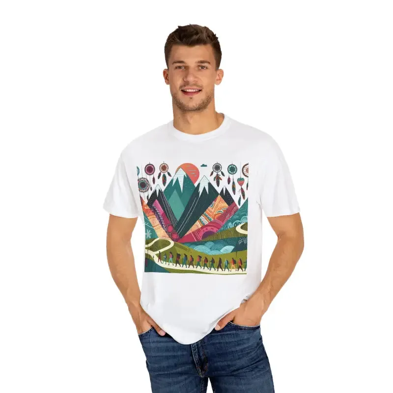Boho Mountain Trekking Unisex Garment Dyed Tee