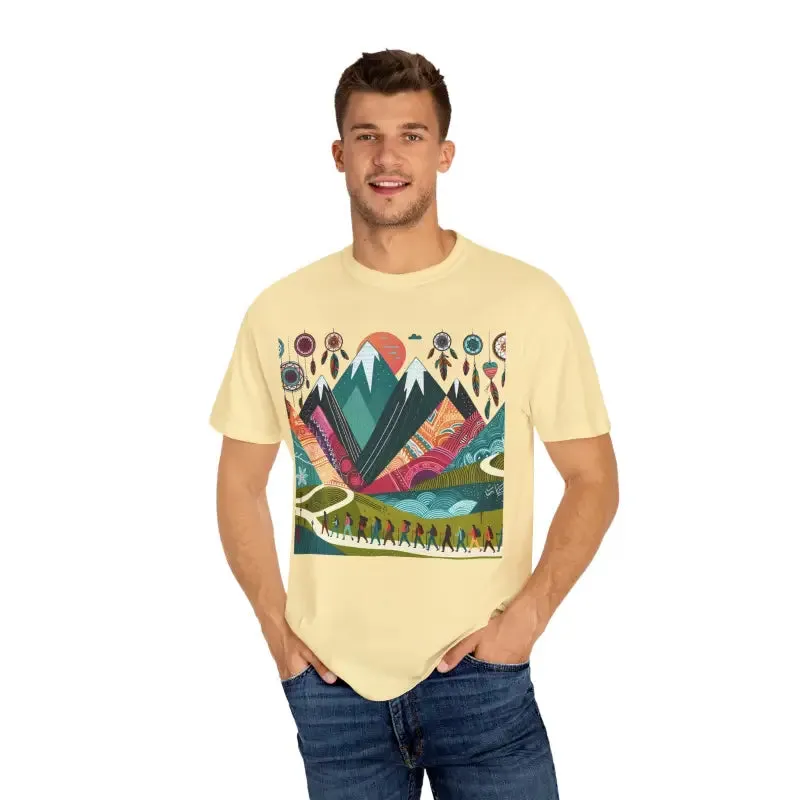 Boho Mountain Trekking Unisex Garment Dyed Tee