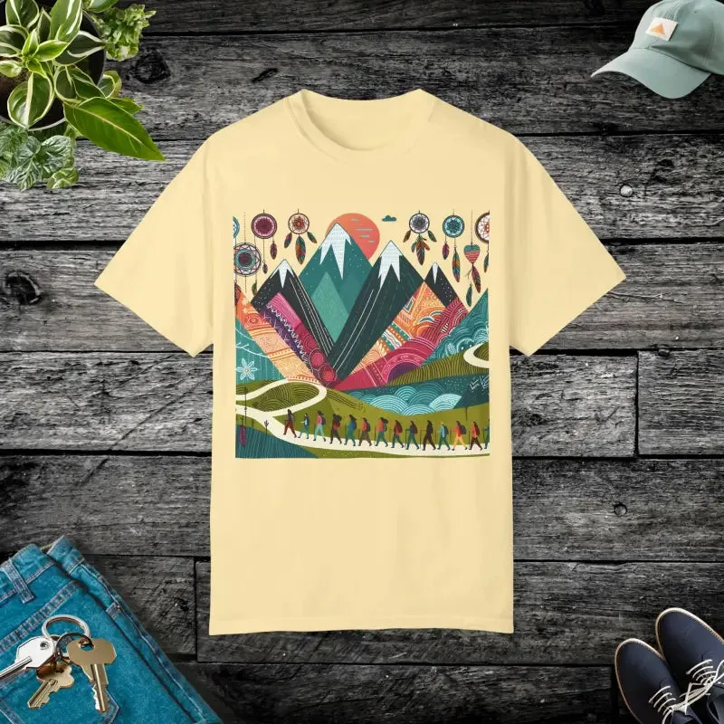 Boho Mountain Trekking Unisex Garment Dyed Tee