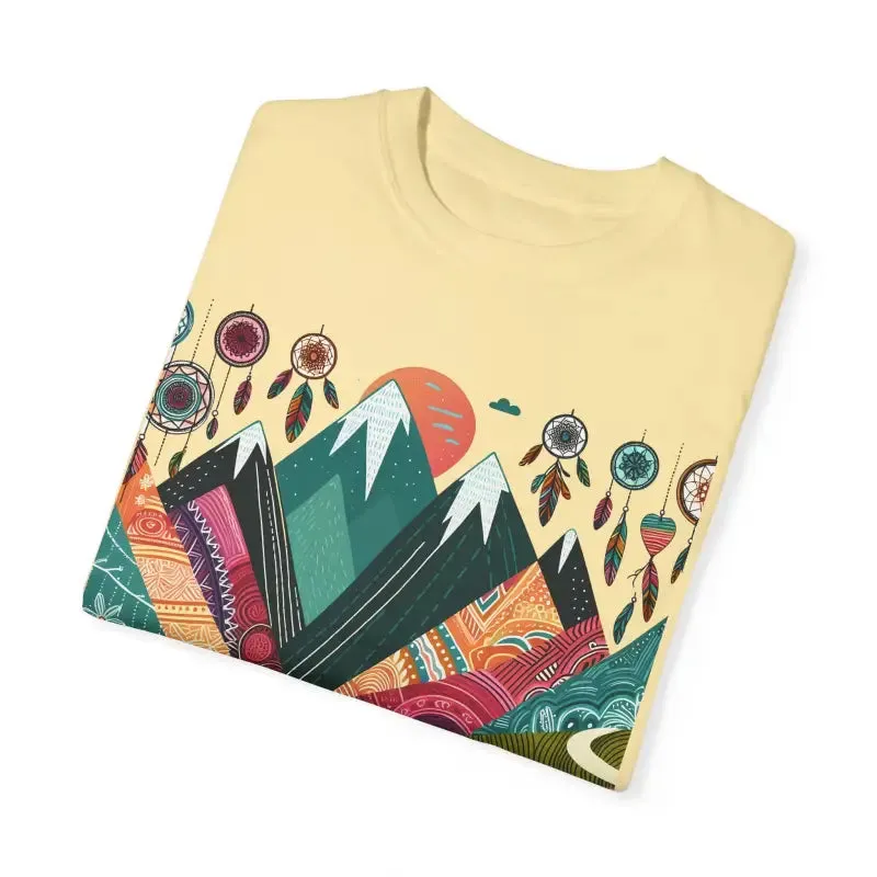 Boho Mountain Trekking Unisex Garment Dyed Tee