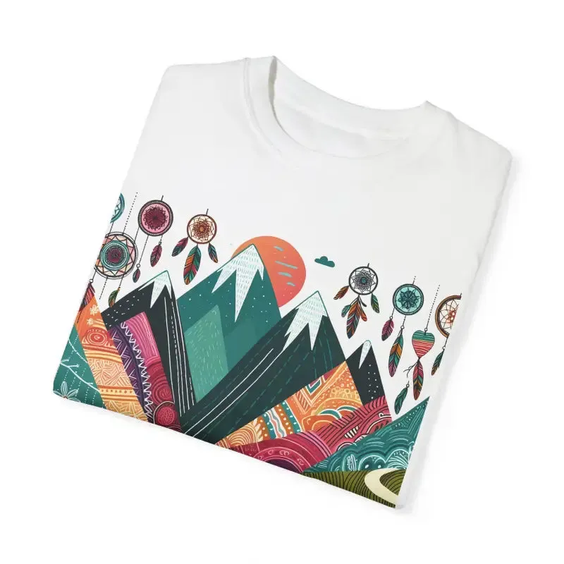 Boho Mountain Trekking Unisex Garment Dyed Tee