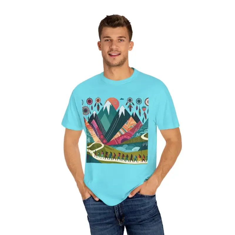 Boho Mountain Trekking Unisex Garment Dyed Tee