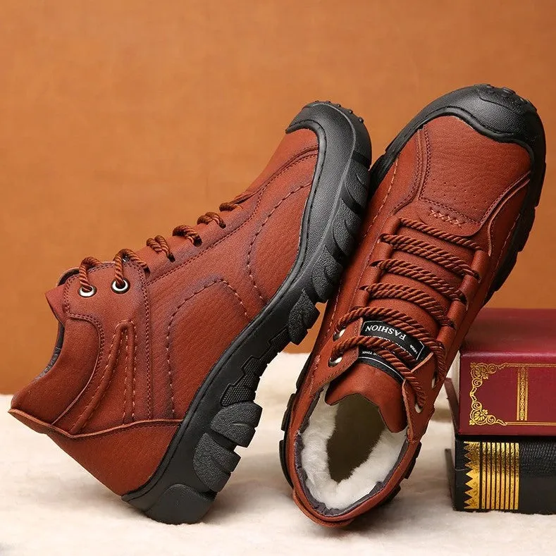 Cuzcare Men Orthopedic Snow Boots Plush Outdoor Ankle Winter Shoes
