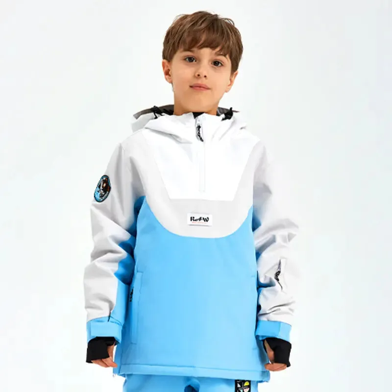 Unisex Anorak Snow Ski Jacket Kids Insulated Half-zip Snow Pullover