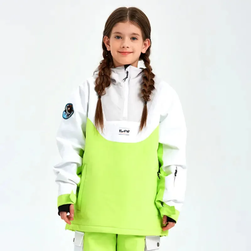 Unisex Anorak Snow Ski Jacket Kids Insulated Half-zip Snow Pullover