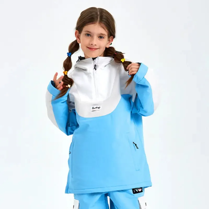 Unisex Anorak Snow Ski Jacket Kids Insulated Half-zip Snow Pullover